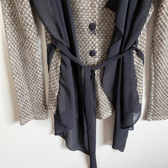 A'reve Sweater with Cardigan like attached sheer panels Sz L - Picture 4 of 8